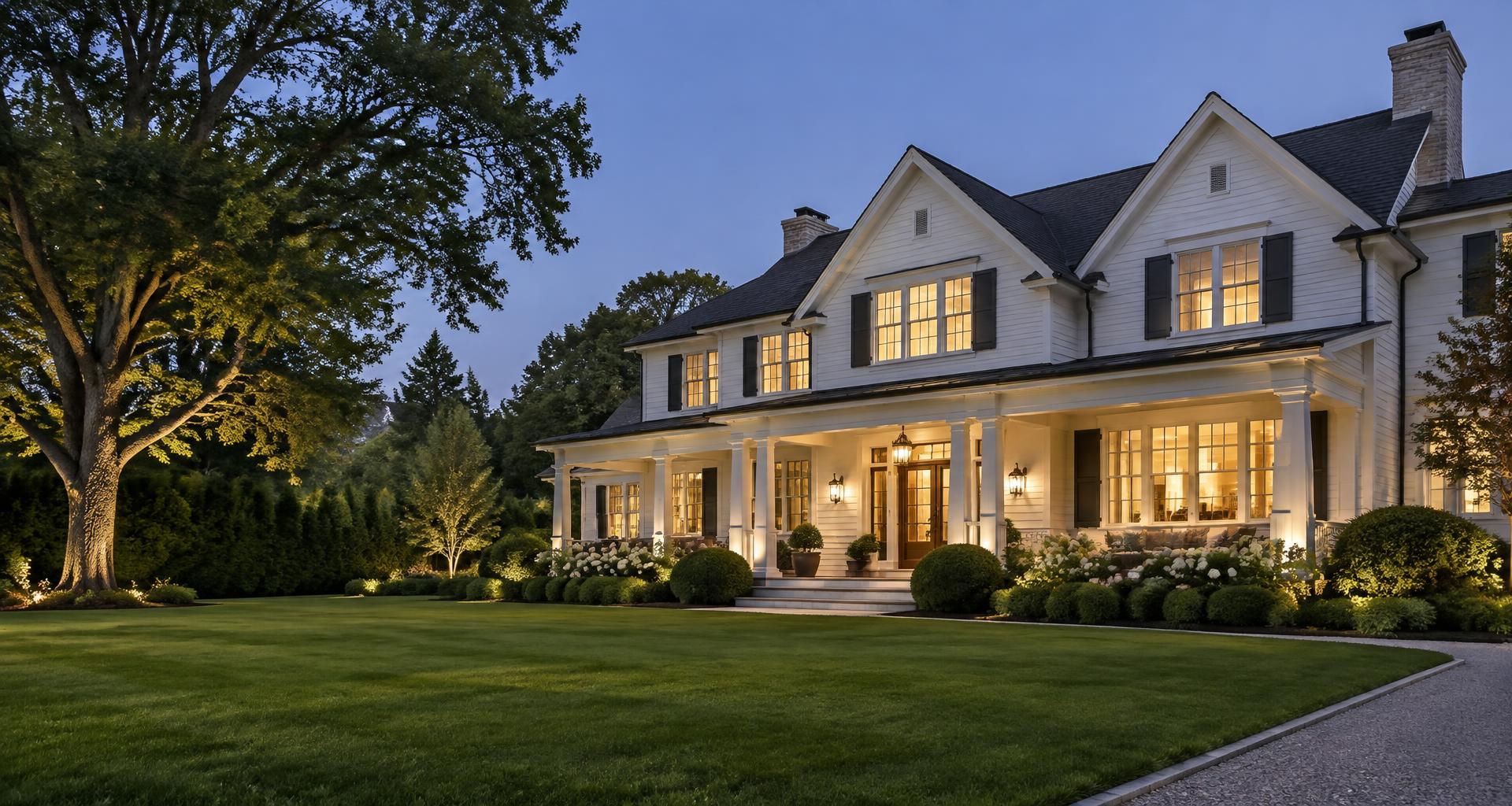 Illustrative upscale home exterior on Long Island